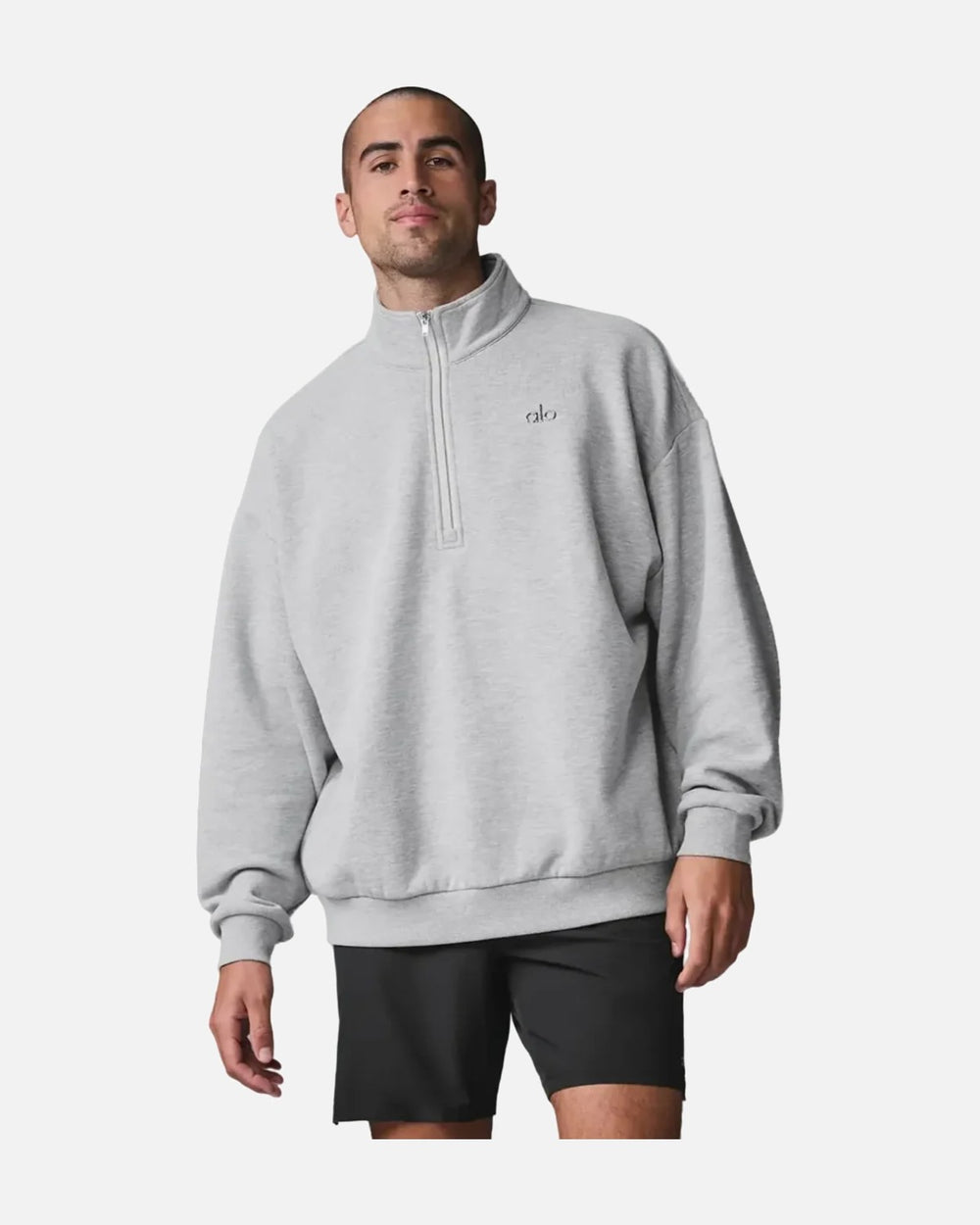 ALO Yoga Accolade 1/4 Zip Athletic Heather Grey Sweatshirt - view 2