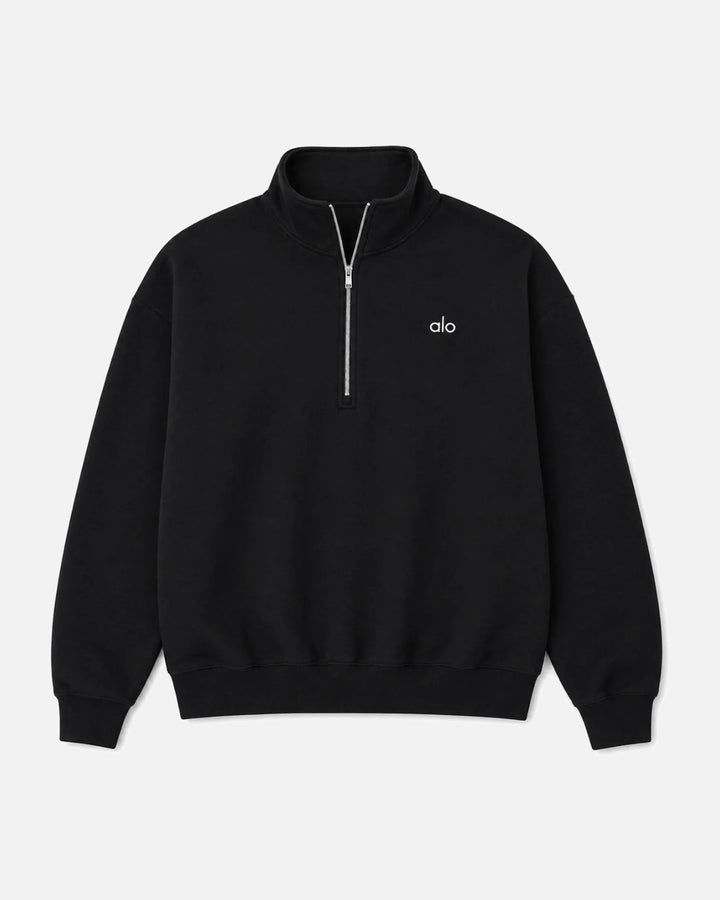 ALO Yoga Accolade 1/4 Zip Black Sweatshirt - view 1