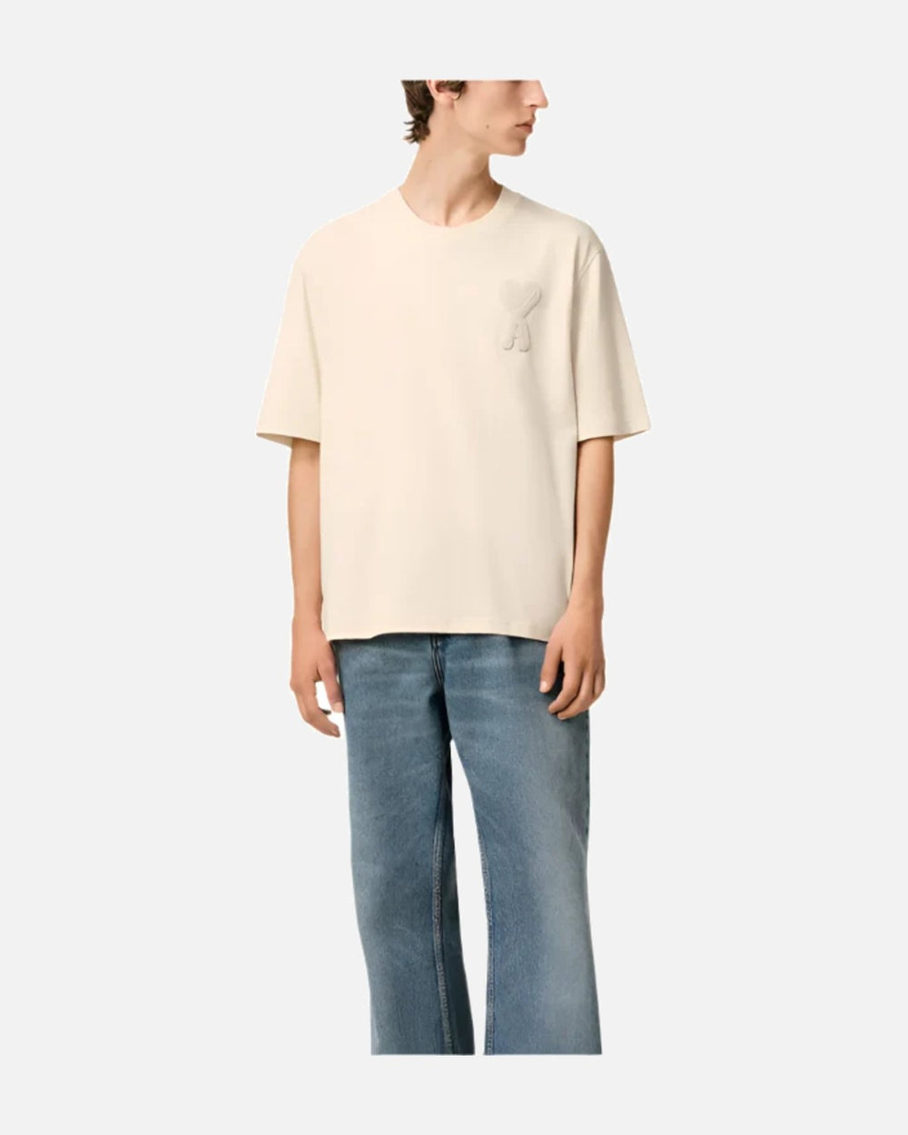 AMI Paris Ami de Coeur Patch T-Shirt Beige - view 2