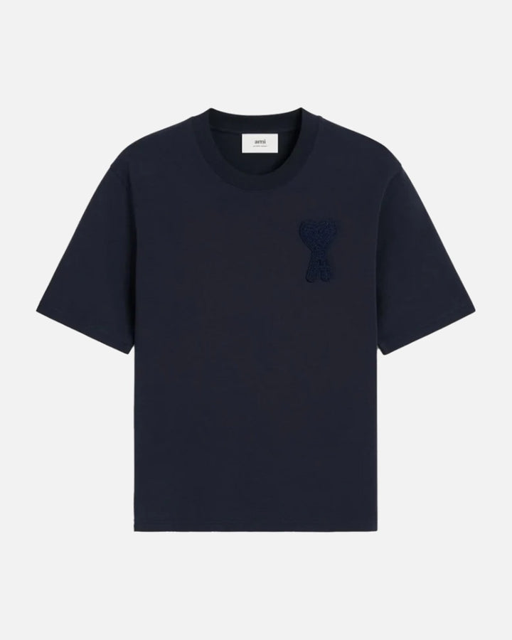 AMI Paris Ami de Coeur Patch T-Shirt Navy Blue - view 1