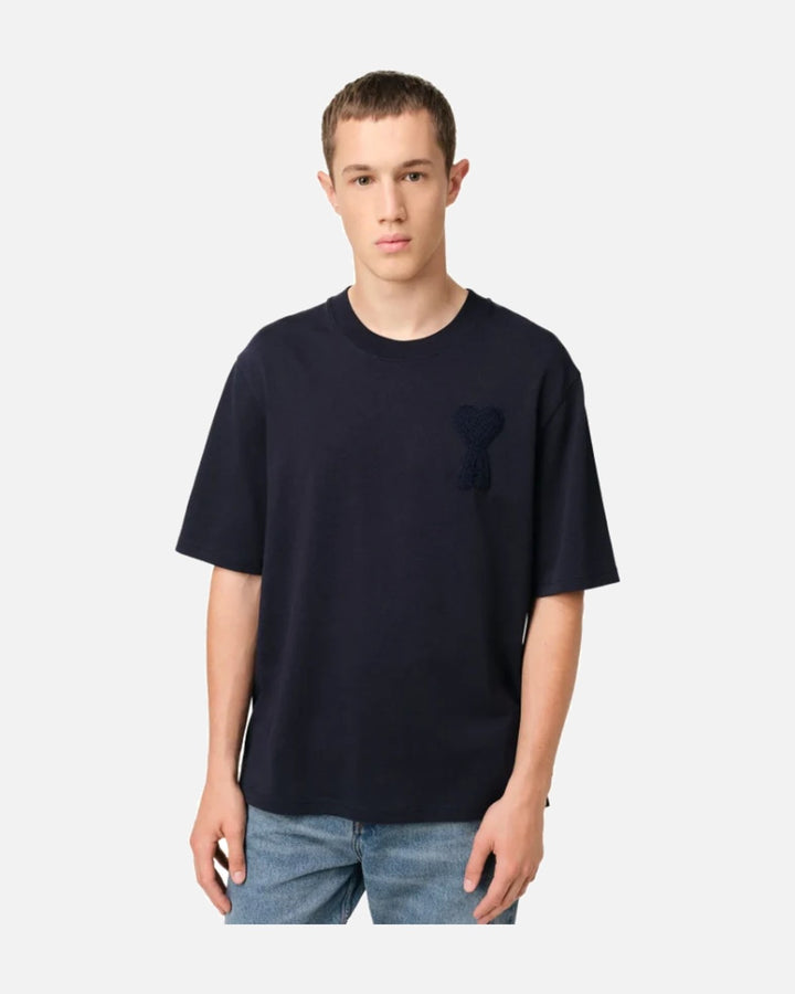 AMI Paris Ami de Coeur Patch T-Shirt Navy Blue - view 3