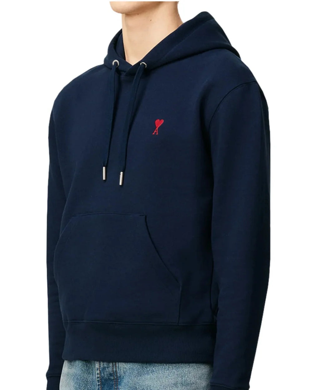 Ami Paris Ami De Coeur Small Logo Hoodie Navy/Red - view 2