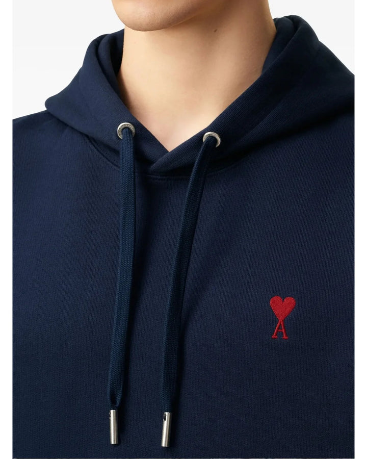 Ami Paris Ami De Coeur Small Logo Hoodie Navy/Red - view 4