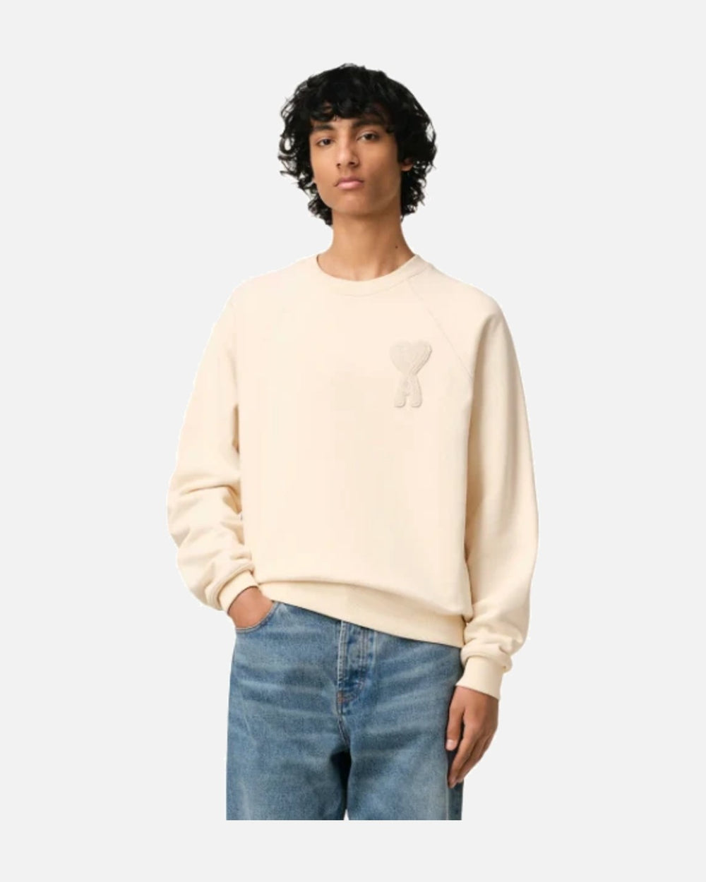 AMI Paris Ami De Coeur Sweatshirt White Cream - view 2