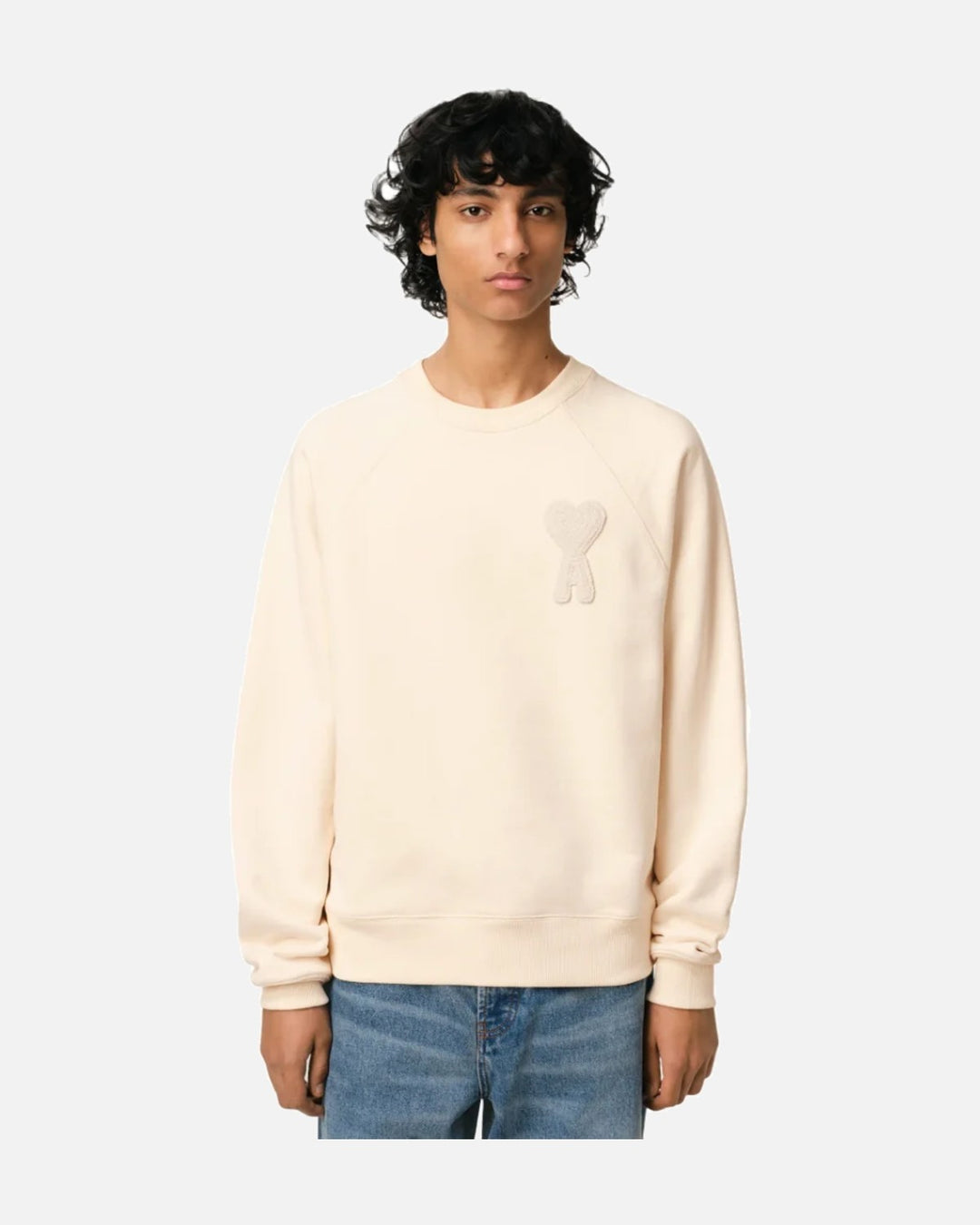 AMI Paris Ami De Coeur Sweatshirt White Cream - view 3