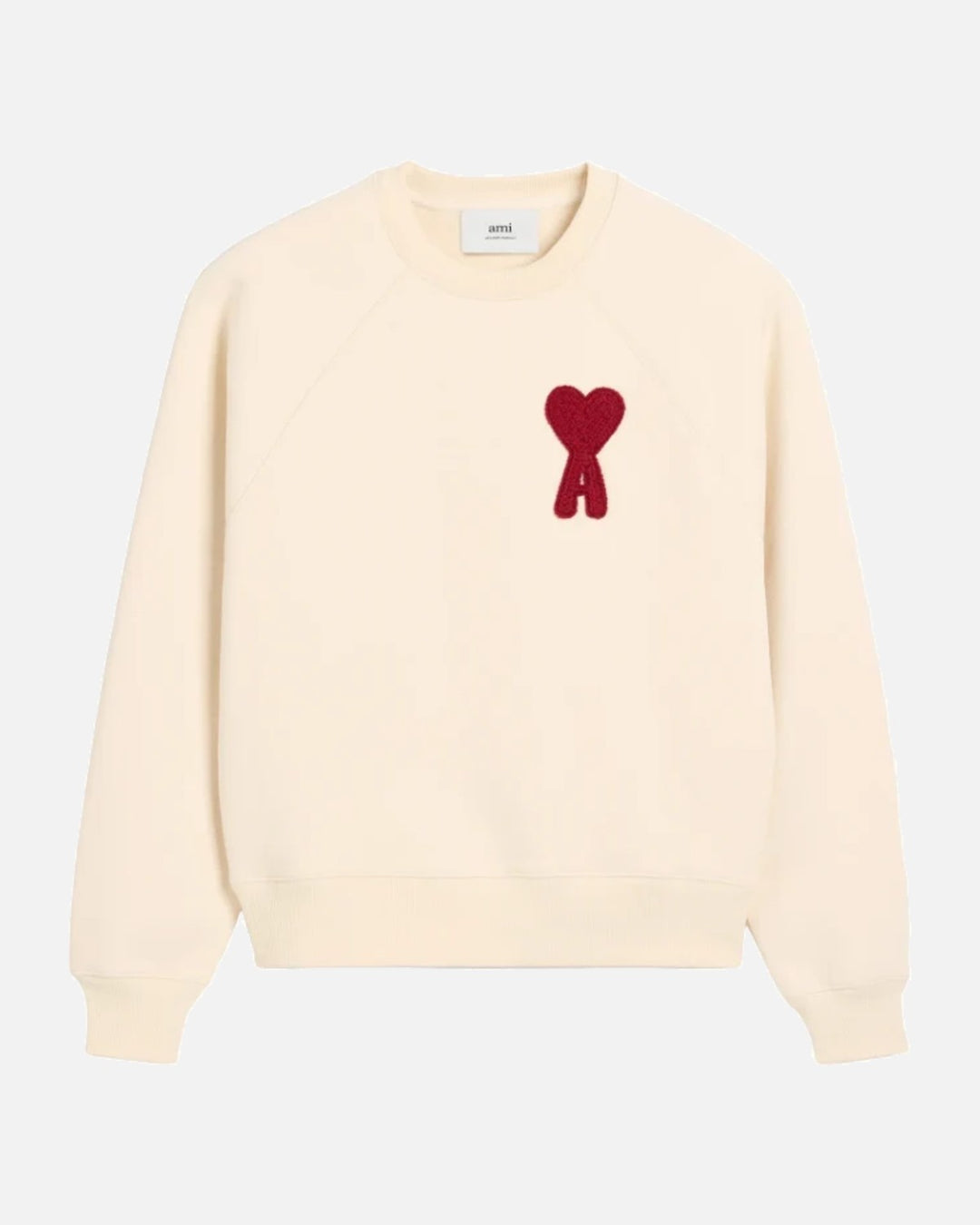AMI Paris Ami De Coeur Sweatshirt White Cream Red - view 1
