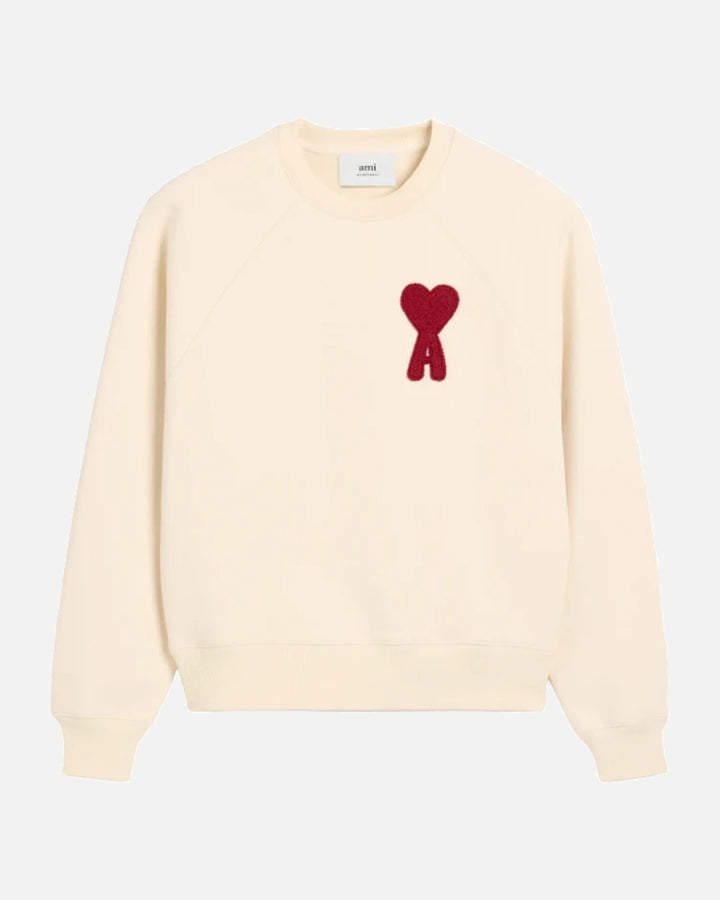 AMI Paris Ami De Coeur Sweatshirt White Cream Red - view 1