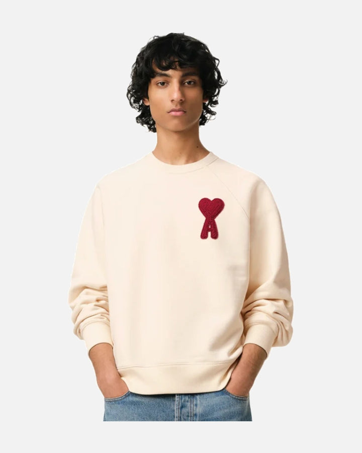 AMI Paris Ami De Coeur Sweatshirt White Cream Red - view 4