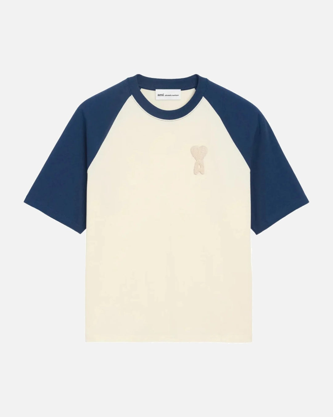 Ami Paris De Coeur Knitted Patch T Shirt Cream Blue - view 1