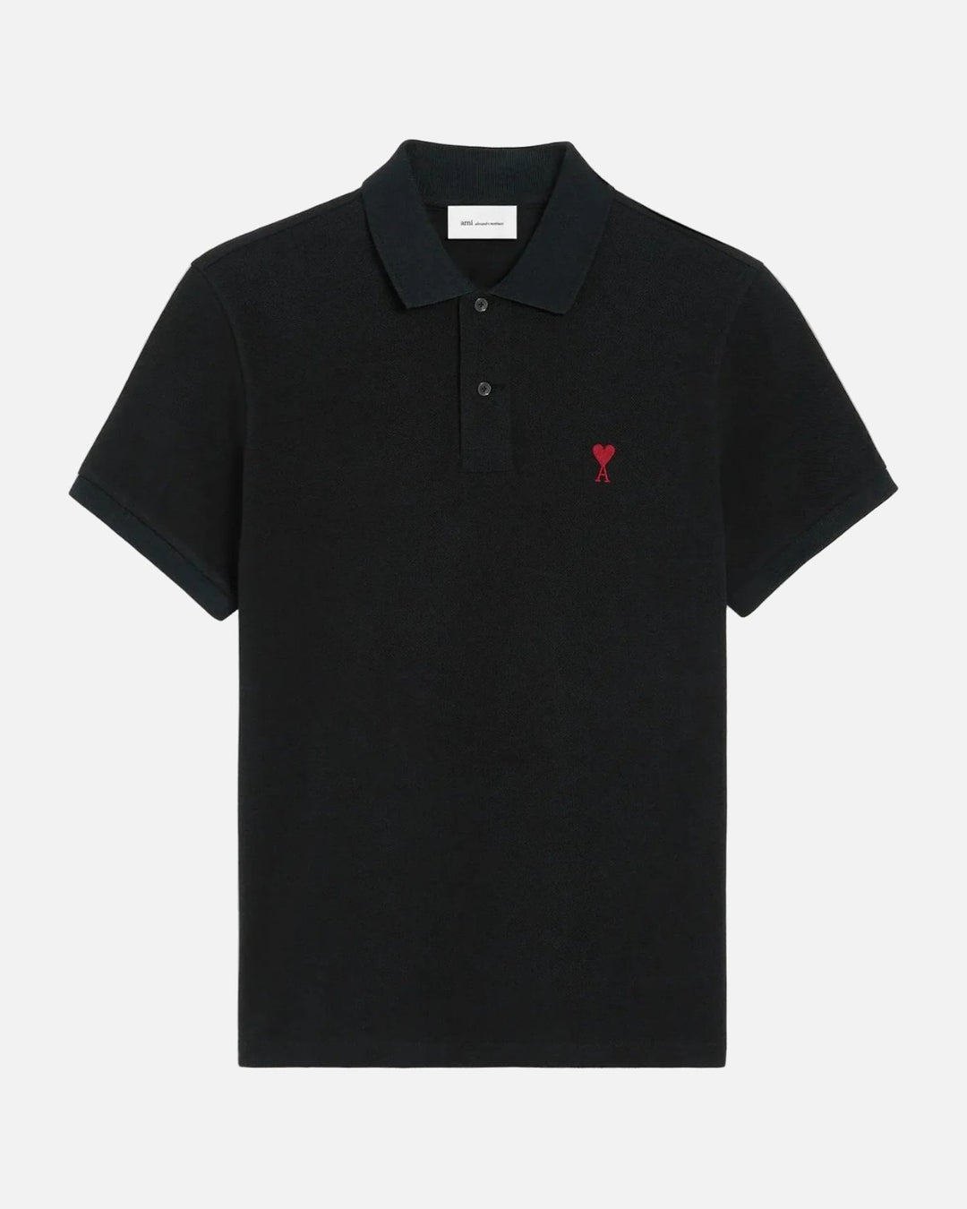 AMI Paris Embroidered Polo Shirt Black - view 1