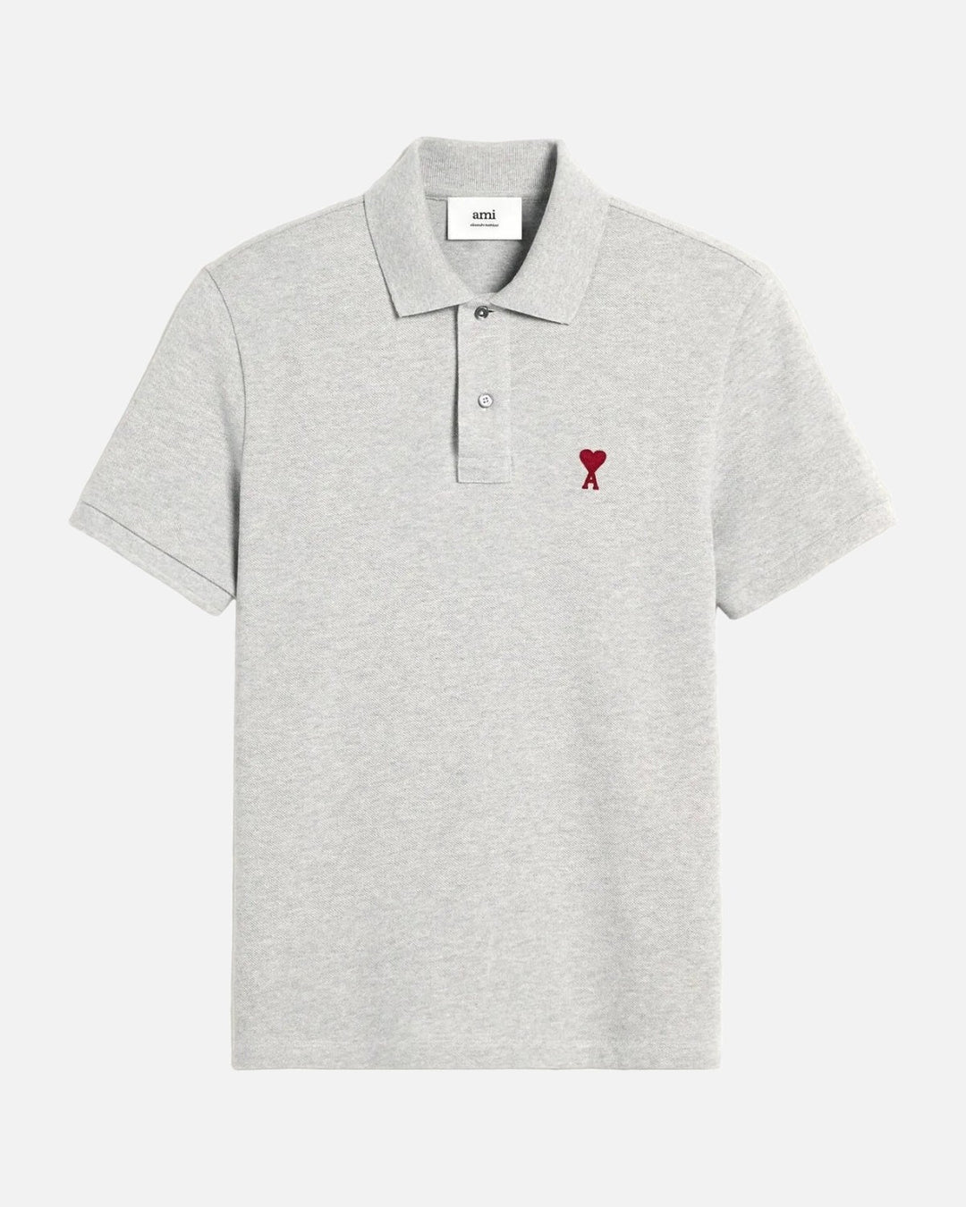 AMI Paris Embroidered Polo Shirt Grey - view 1