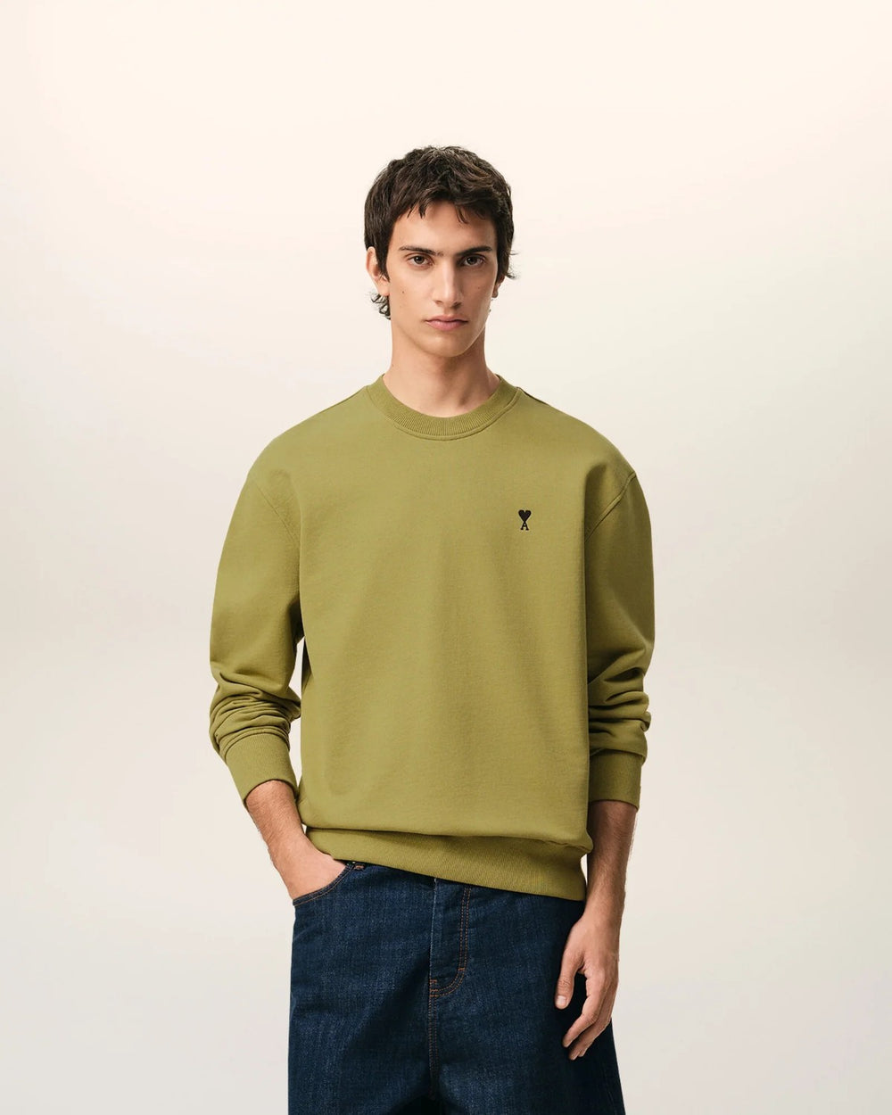 AMI Paris Embroidered Sweatshirt Olive Green - view 2