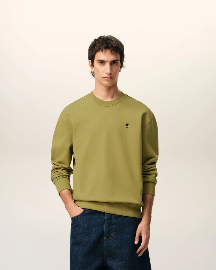AMI Paris Embroidered Sweatshirt Olive Green - view 2