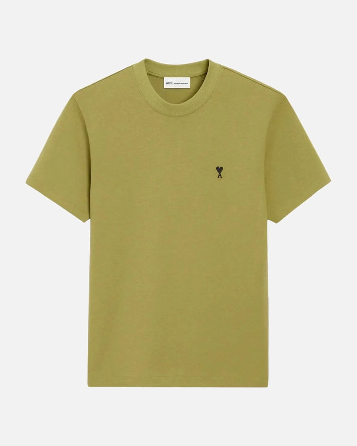 AMI Paris Embroidered Tee Olive Green - view 1