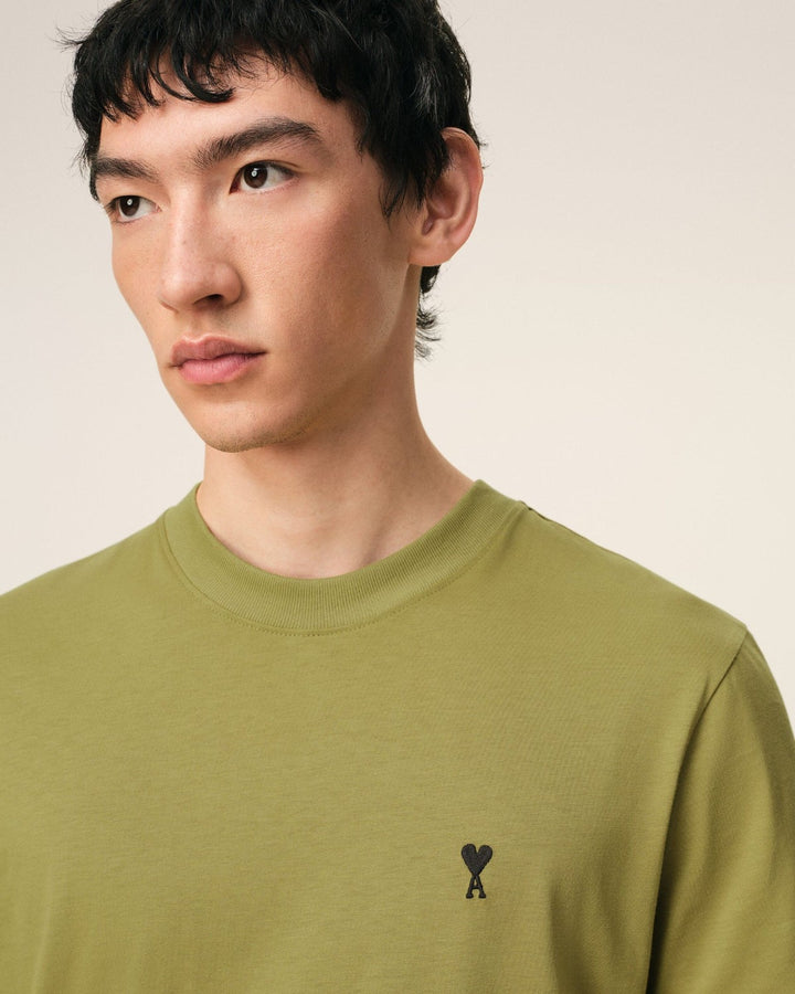 AMI Paris Embroidered Tee Olive Green - view 2