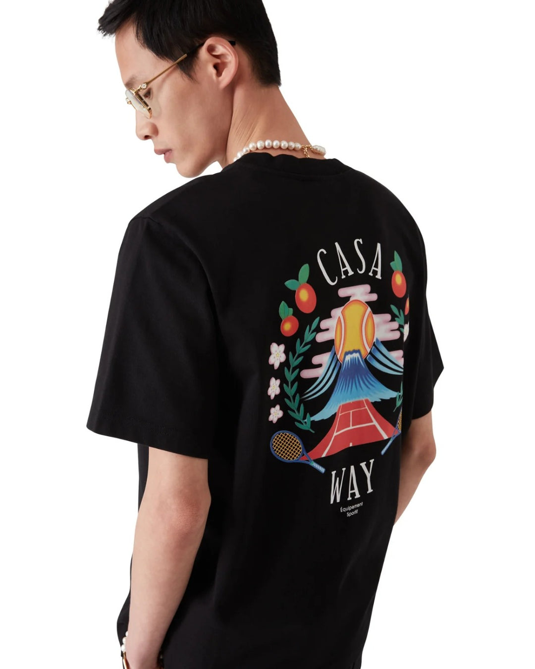 CASABLANCA CASA WAY MOUNTAIN SHORT SLEEVE T‑SHIRT BLACK - view 4