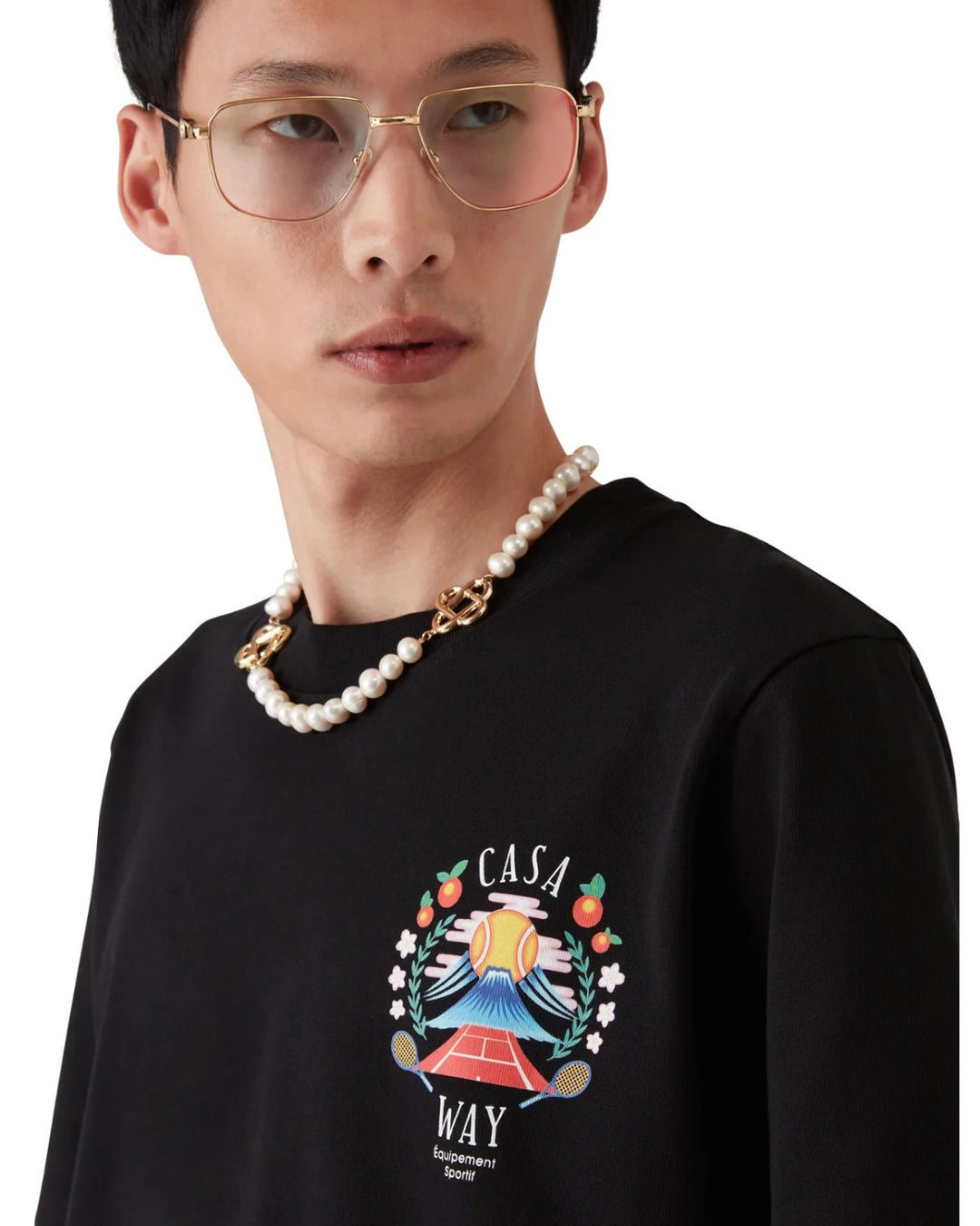 CASABLANCA CASA WAY MOUNTAIN SHORT SLEEVE T‑SHIRT BLACK - view 5