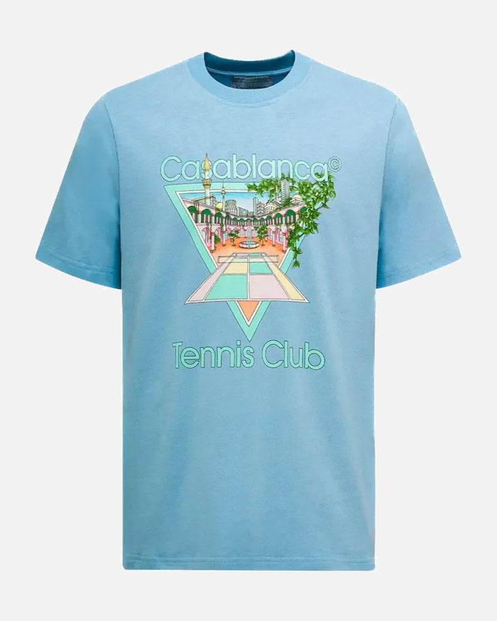 Casablanca Tennis Club Icon Pastelle Printed Blue Tee - view 1