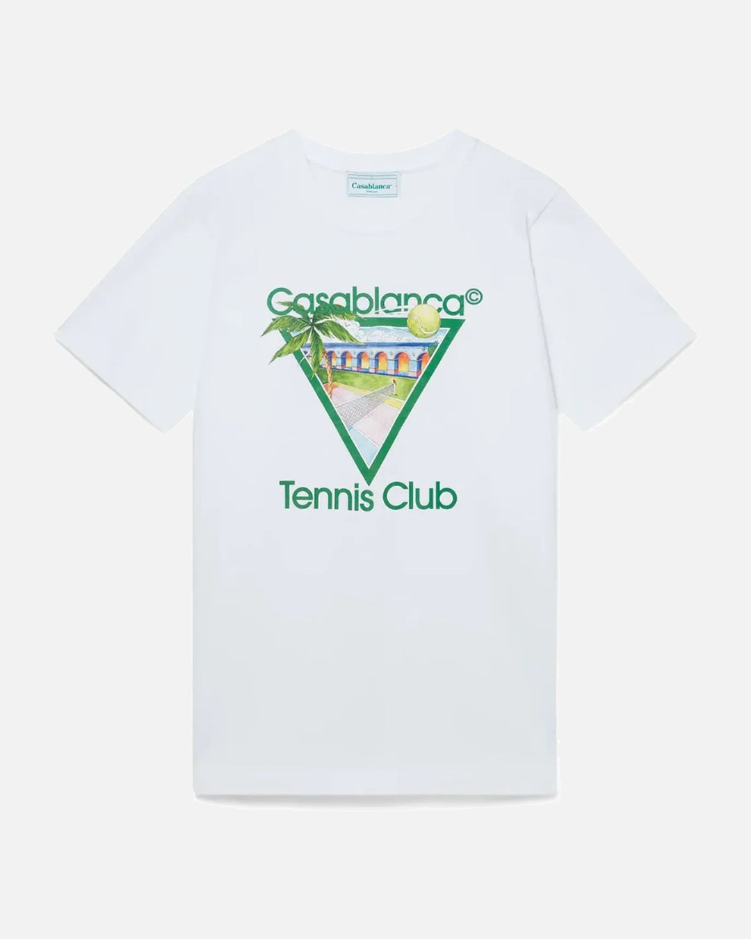 CASABLANCA TENNIS CLUB ICON SHORT SLEEVE T-SHIRT WHITE/GREEN - view 1