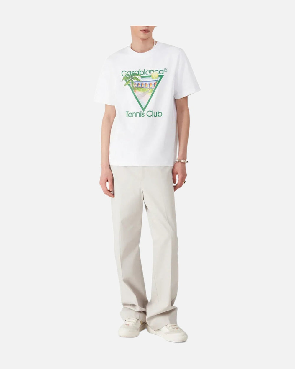 CASABLANCA TENNIS CLUB ICON SHORT SLEEVE T-SHIRT WHITE/GREEN - view 2