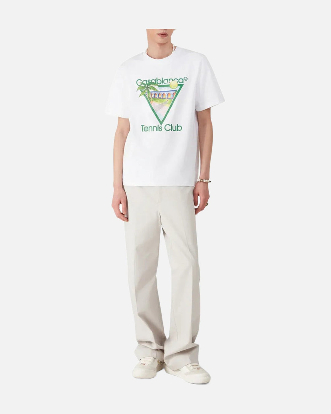 CASABLANCA TENNIS CLUB ICON SHORT SLEEVE T-SHIRT WHITE/GREEN - view 2