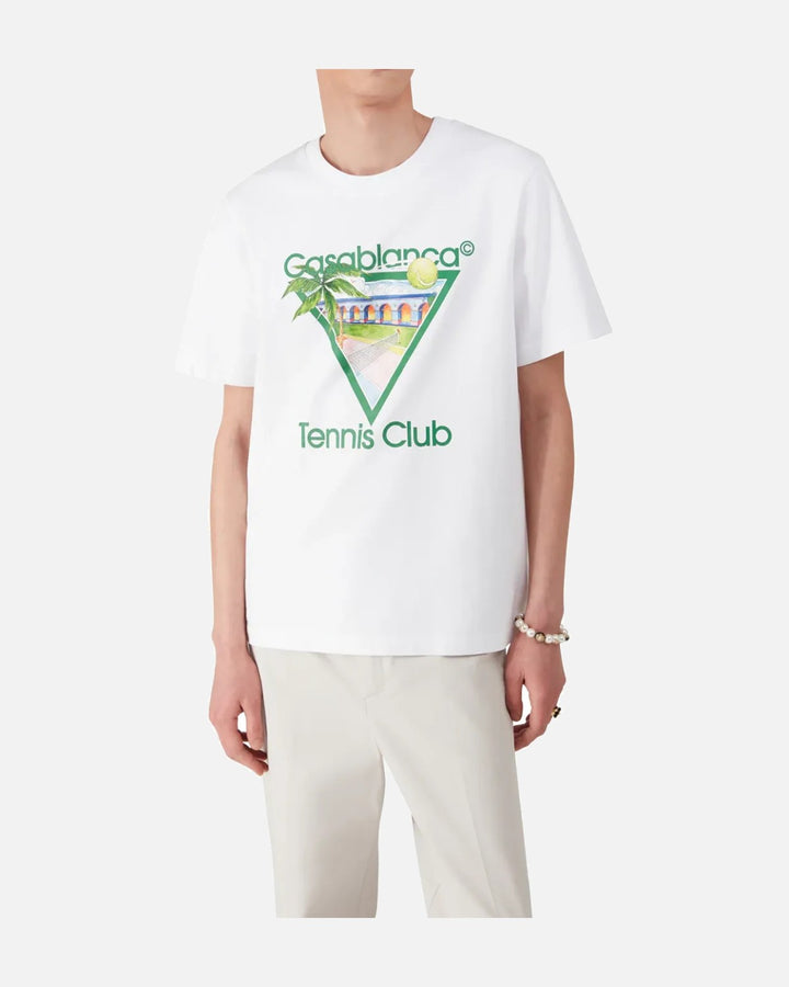 CASABLANCA TENNIS CLUB ICON SHORT SLEEVE T-SHIRT WHITE/GREEN - view 3