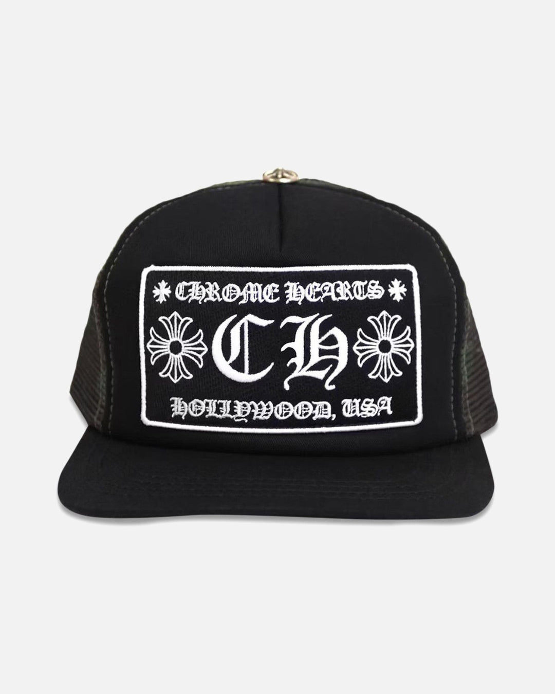 Chrome Hearts CH Hollywood Trucker Cap Black/Camo - front