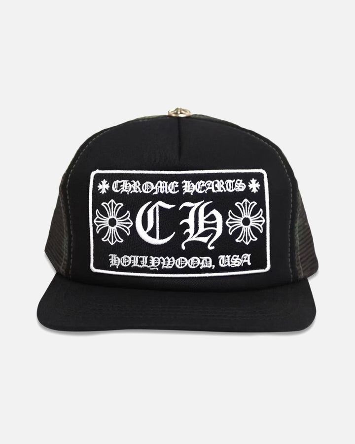 Chrome Hearts CH Hollywood Trucker Cap Black/Camo - front