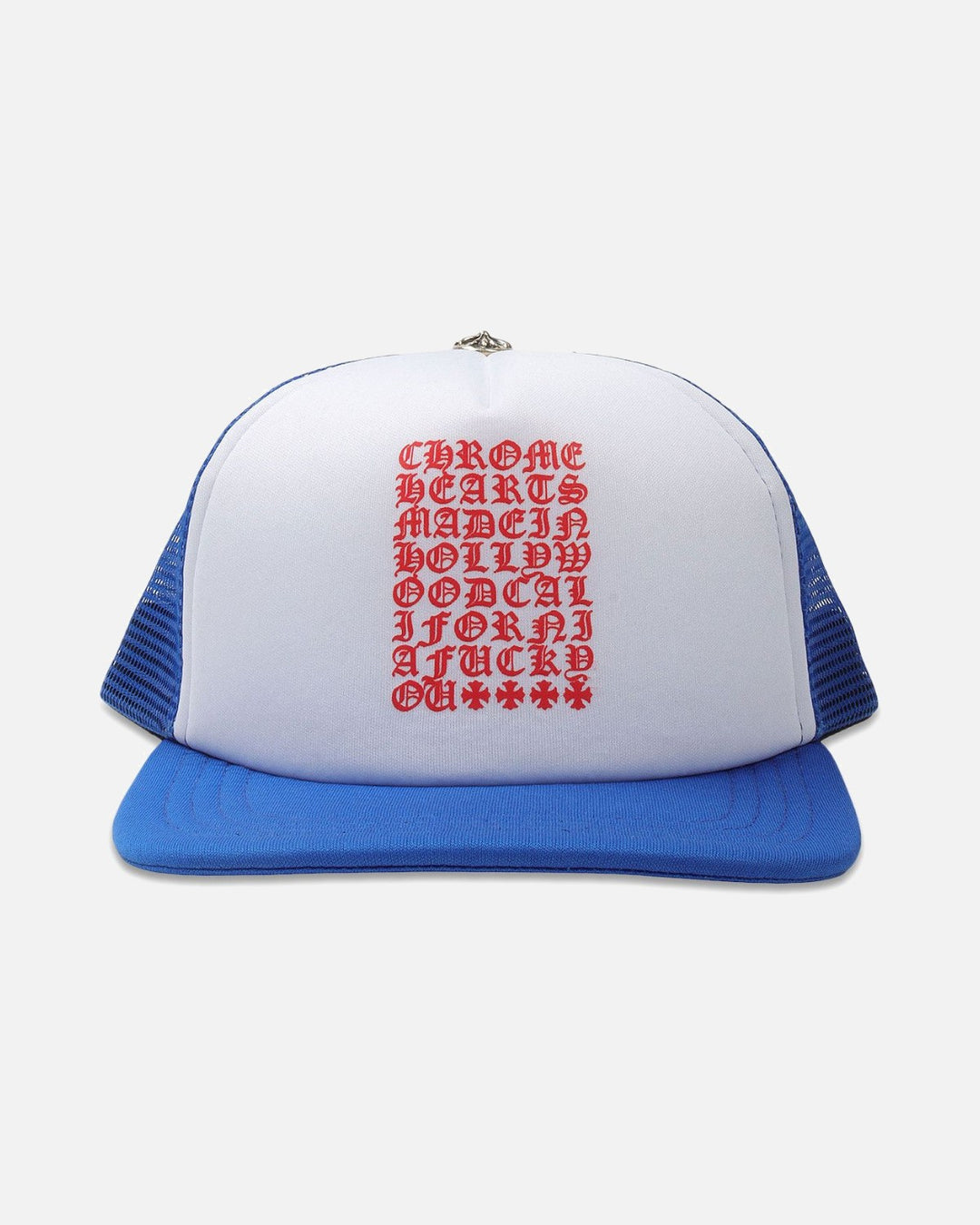 Chrome Hearts Eyechart Trucker Cap Blue/White/Red - front