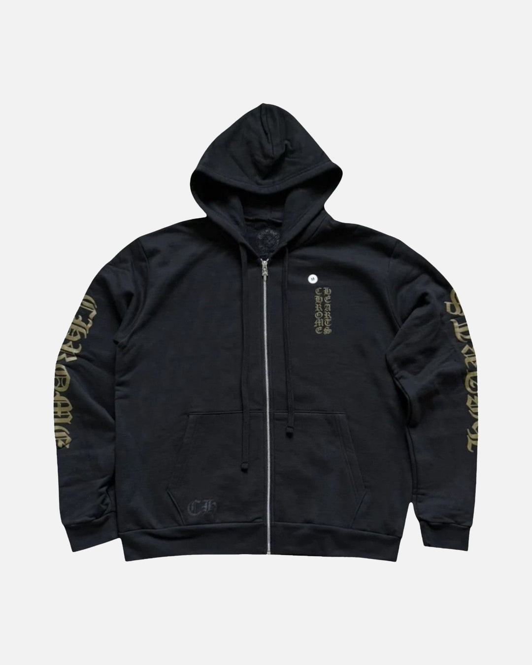 Chrome Hearts Glitter Vertical Logo Zip Up Hoodie Black/Brown - front