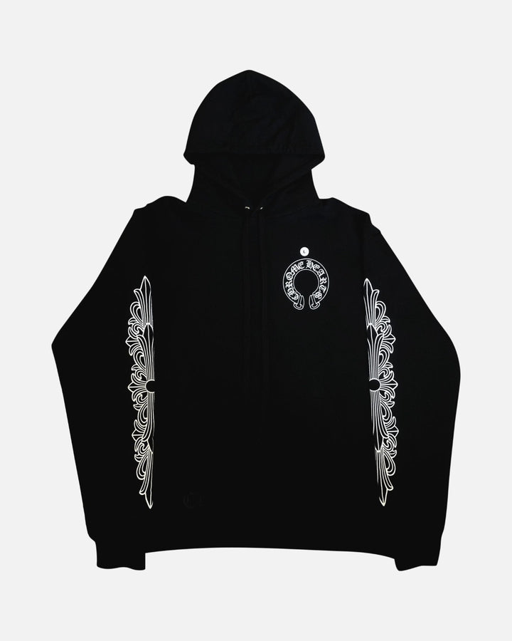 Chrome Hearts Horseshoe Floral Hoodie Black - front