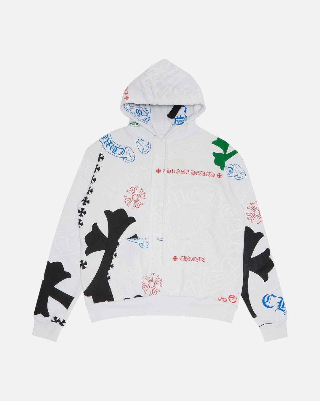 Chrome Hearts Stencil Multi Mania Horseshoe Hoodie White/Multi - front