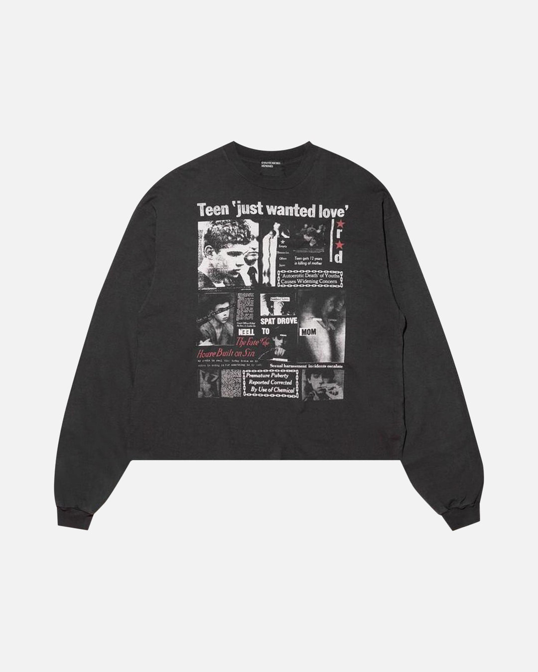 Enfants Riches Déprimés Teen Just Wanted Love Long Sleeve T-Shirt Faded Black - front