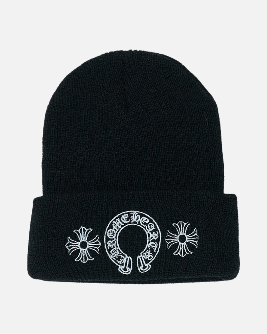 Chrome Hearts Horseshoe Plus Logo Wool Beanie Black/White - front