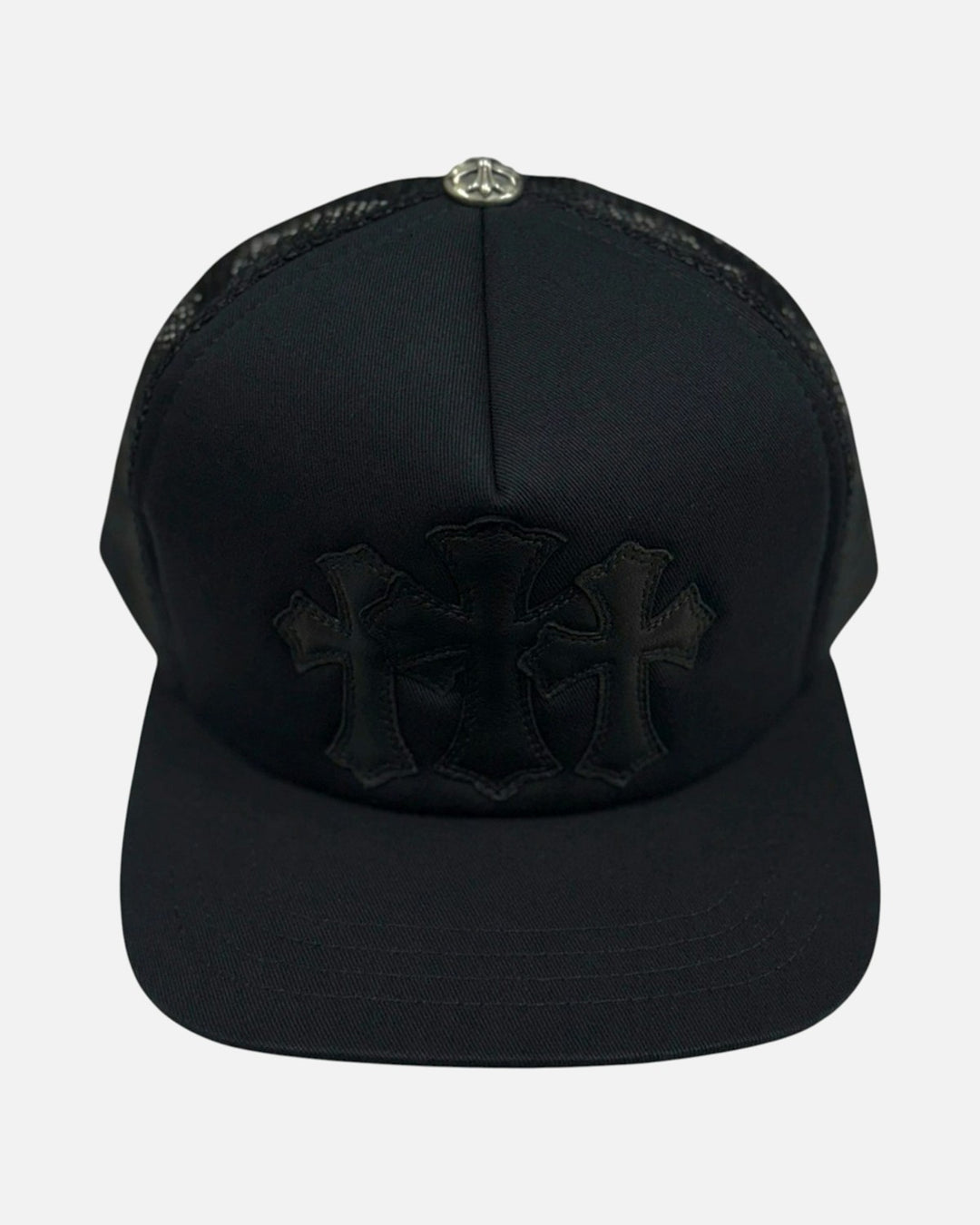 Chrome Hearts Triple Cross Cemetery Trucker Cap Triple Black - front