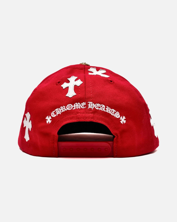 Chrome Hearts Leather Cross Patch CH Snapback Cap Red/White - back