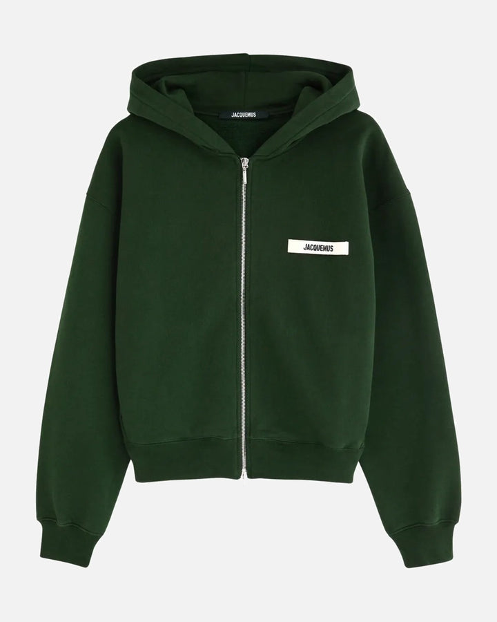 Jacquemus Gros Grain Logo Zipped Hoodie Dark Green - view 1
