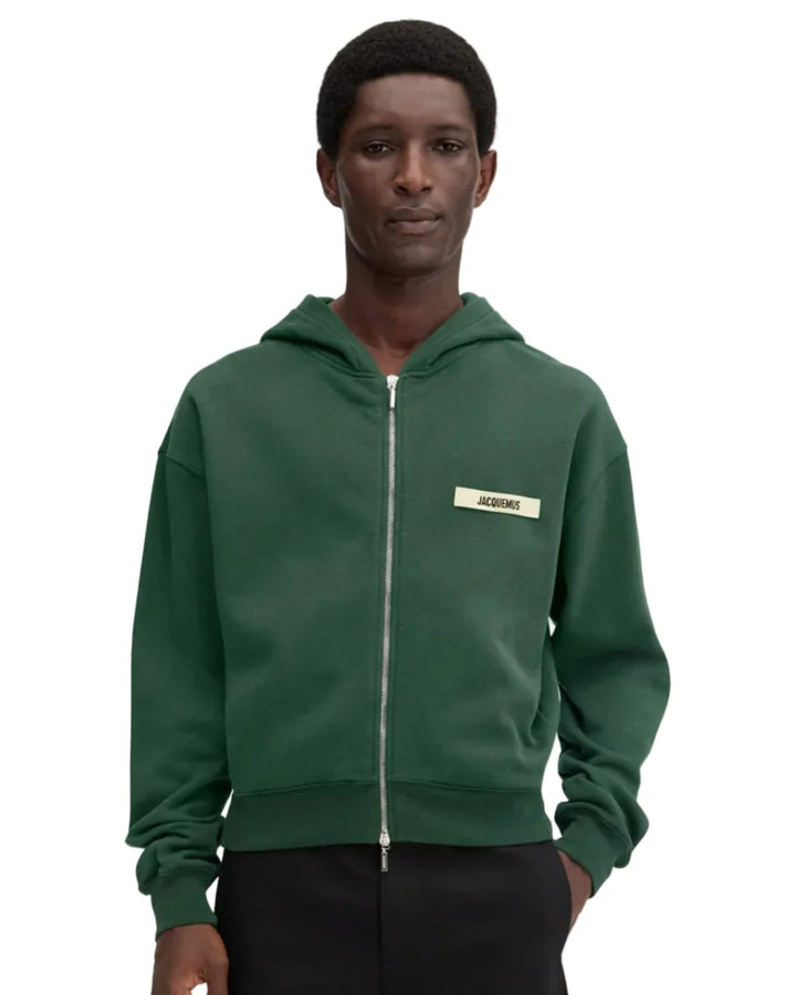 Jacquemus Gros Grain Logo Zipped Hoodie Dark Green - view 4